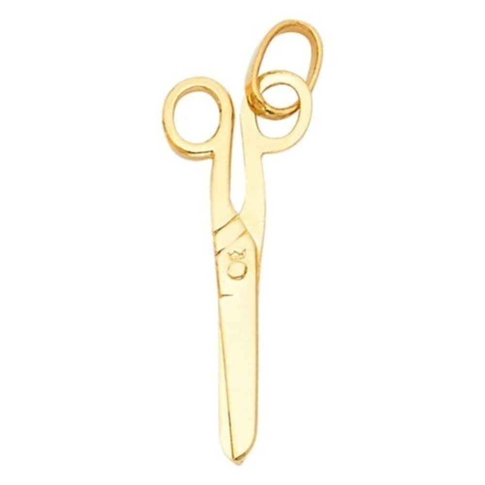 Solid 14K Gold Yellow Scissors Barber Pendant!.